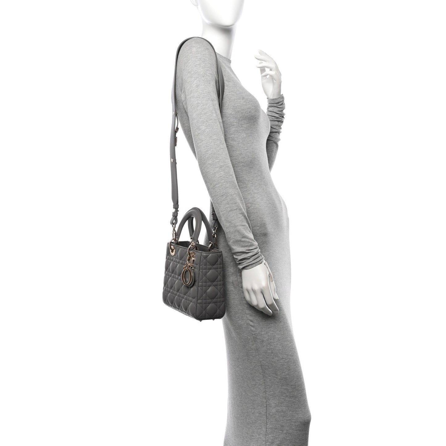 Lambskin Cannage Small My ABCDior Lady Dior Grey