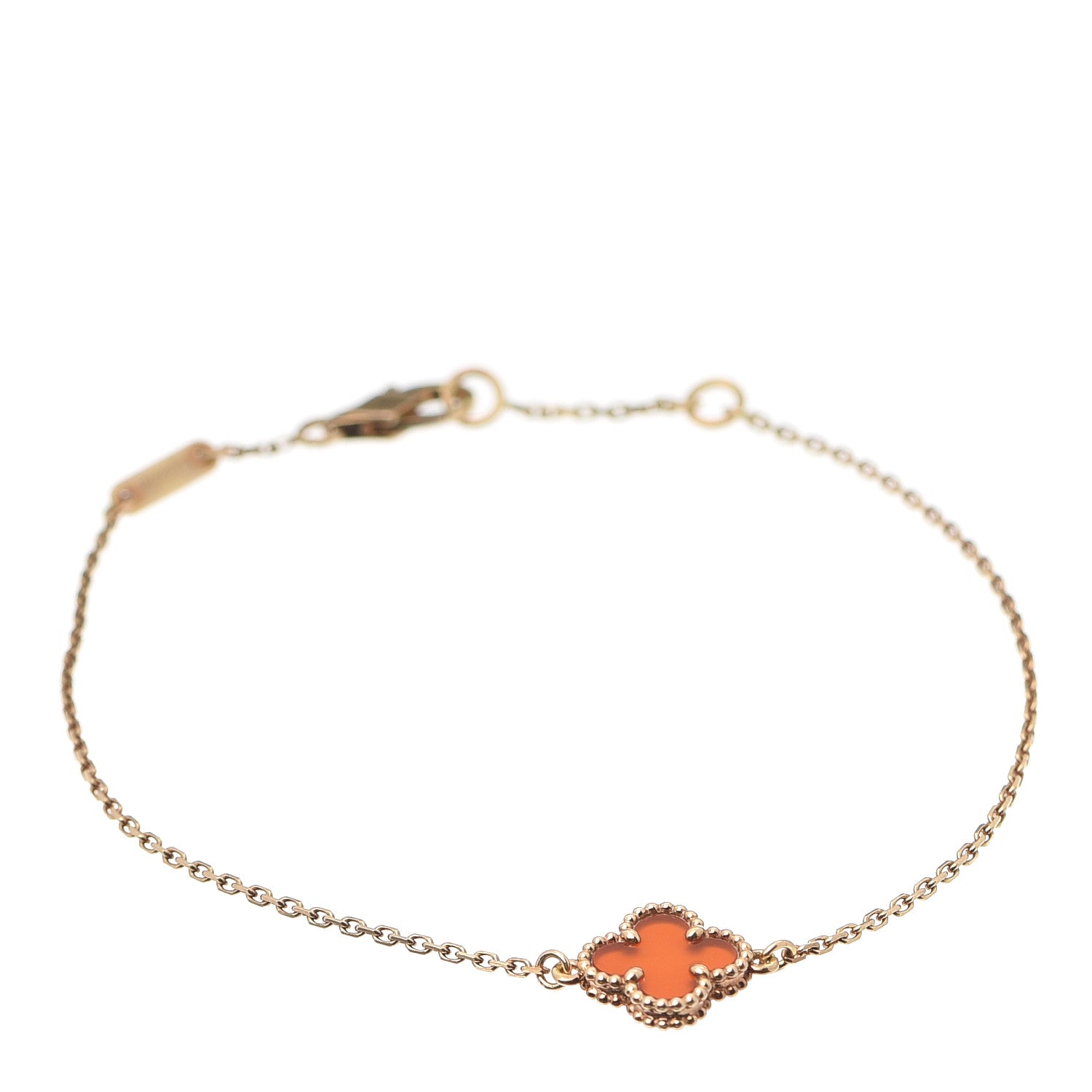 Van Cleef & Arpels 18K Rose Gold Carnelian Sweet Alhambra Bracelet 1 of 6