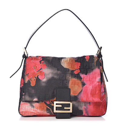 Fendi Zucchino Vitello Floral Forever Mama Baguette Black Multicolor 1 of 10