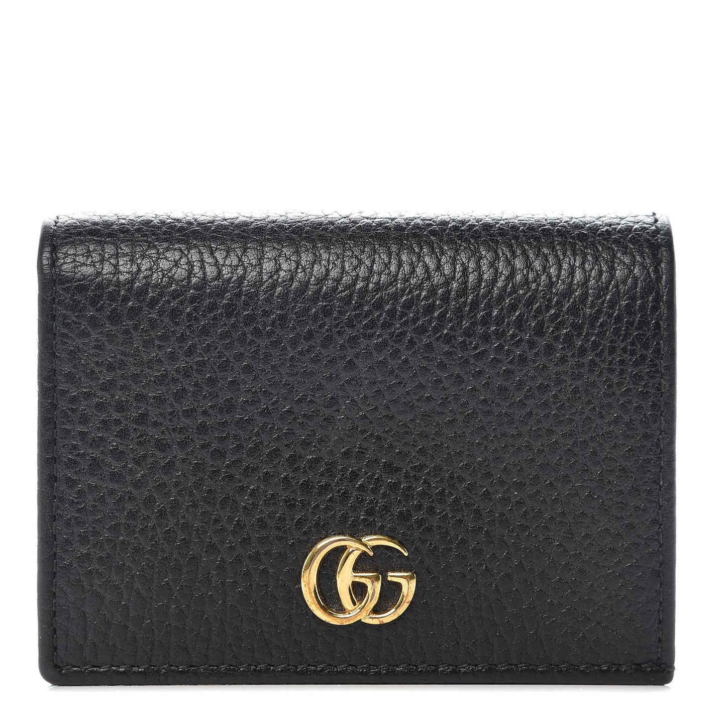 Pebbled Calfskin GG Marmont Card Case Black