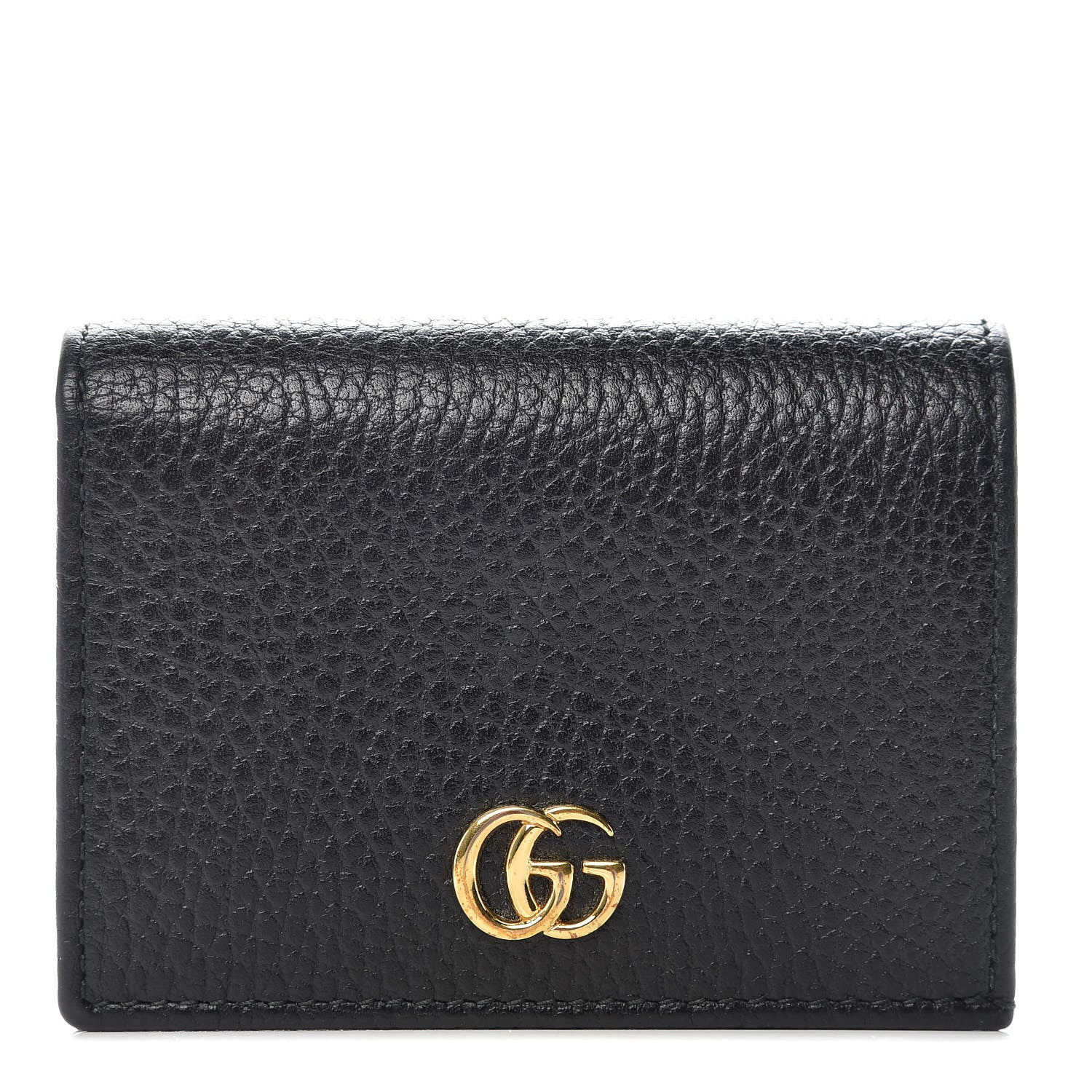 Gucci Pebbled Calfskin GG Marmont Card Case Black 1 of 10