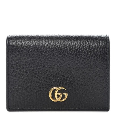 Gucci Pebbled Calfskin GG Marmont Card Case Black 1 of 10