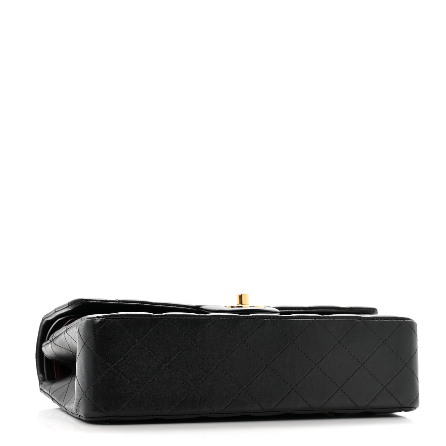 Lambskin Quilted Medium Double Flap Black