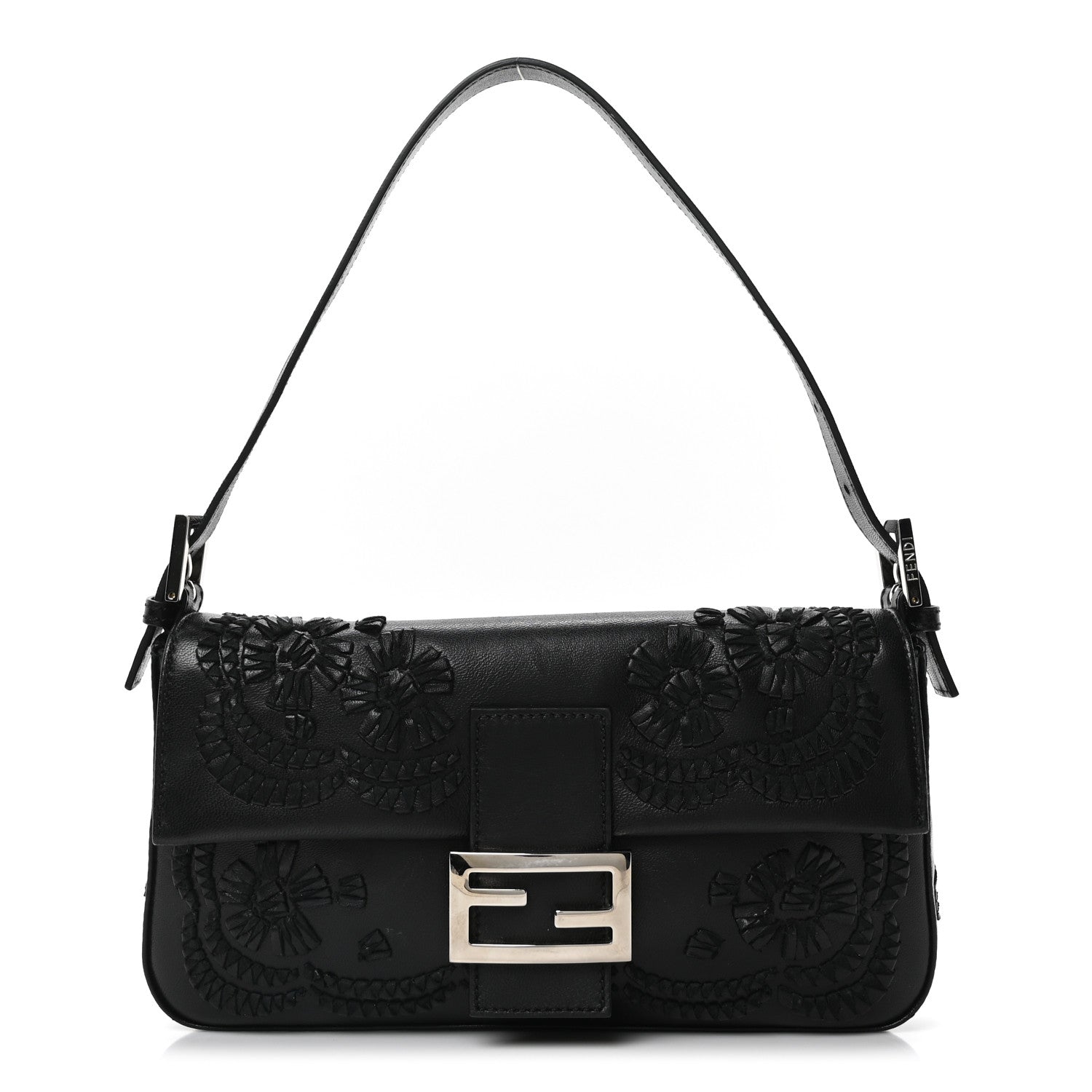 Fendi Nappa Floral Embroidered Baguette Black 1 of 10