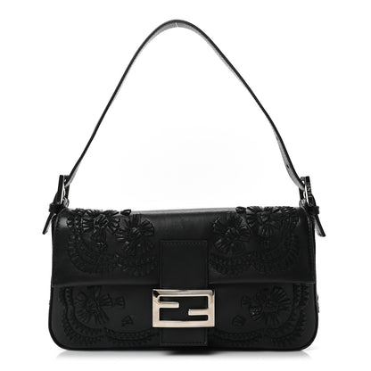 Fendi Nappa Floral Embroidered Baguette Black 1 of 10