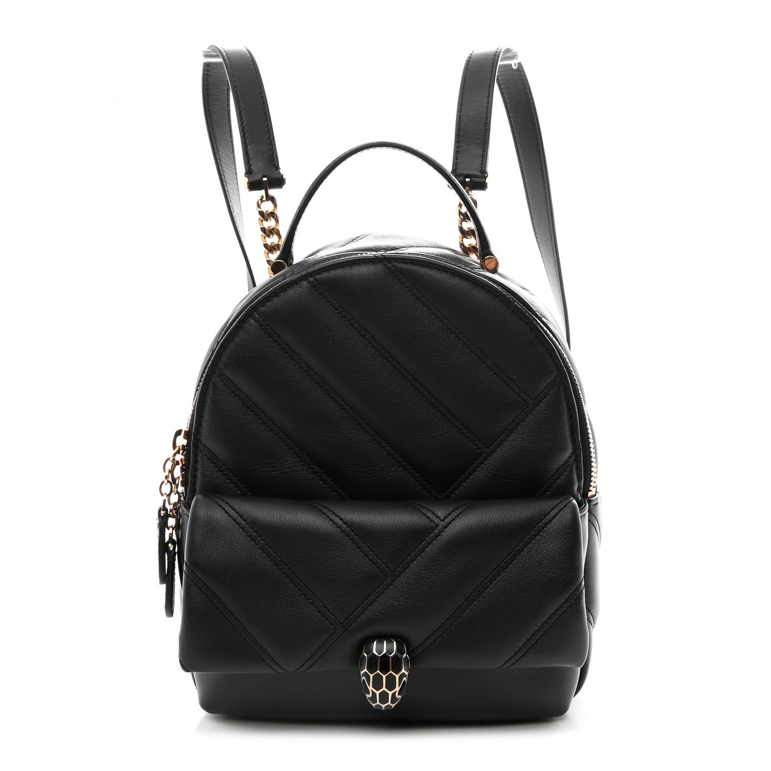 Bulgari Calfskin Matelasse Serpenti Cabochon Backpack Black 1 of 19