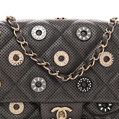 Chanel Perforated Metallic Lambskin Small CC Medals Flap Dark Silver 8 of 12