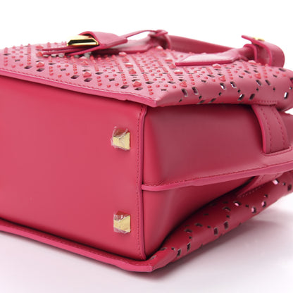 MCM Perforated Calfskin Studded Mini Milla Tote Sugar Pink 7 of 8