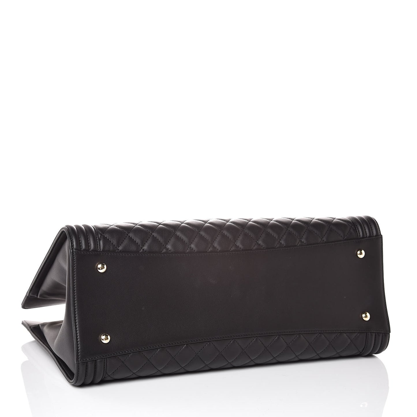 Calfskin Quilted Boy Shopping Tote Black