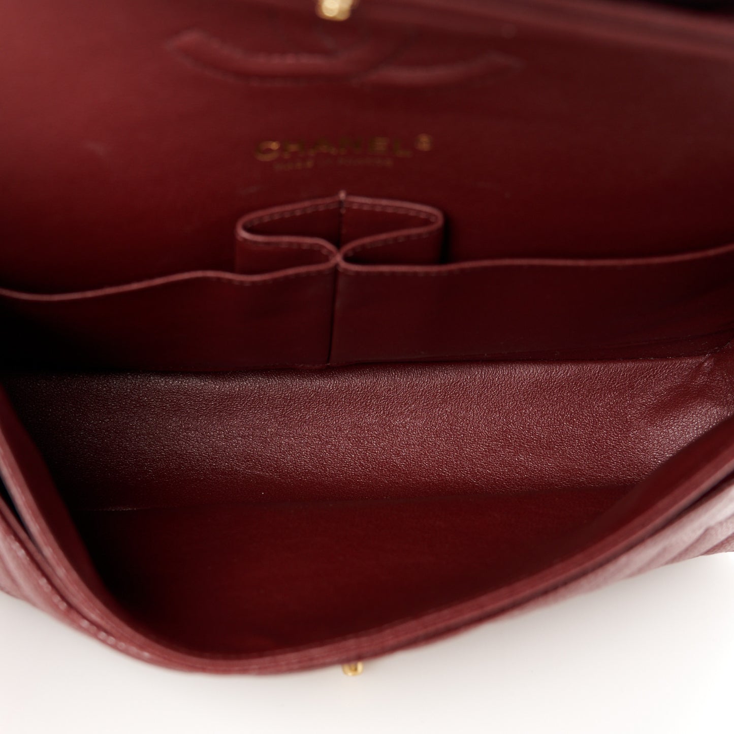Caviar Quilted Medium Double Flap Burgundy