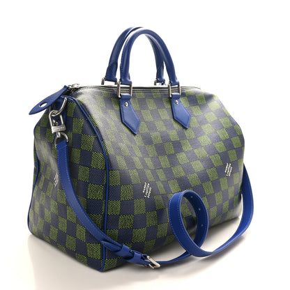 Louis Vuitton Damier Heritage Speedy Bandouliere 40 Blue Green 2 of 8