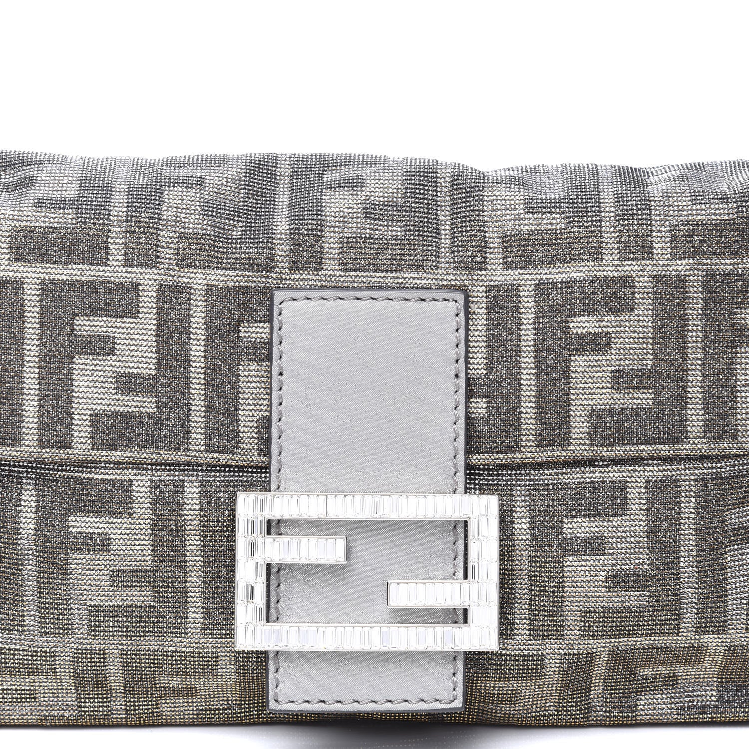 Fendi Metallic Lurex Zucca Vitello Baguette Oro Argento 10 of 10
