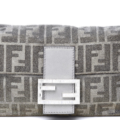 Fendi Metallic Lurex Zucca Vitello Baguette Oro Argento 10 of 10