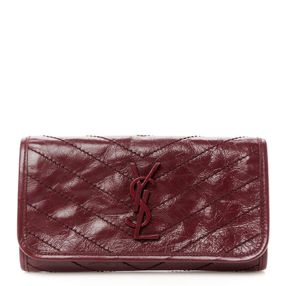 Saint Laurent Crinkled Calfskin Matelasse Monogram Niki Wallet Rouge Legion 1 of 8