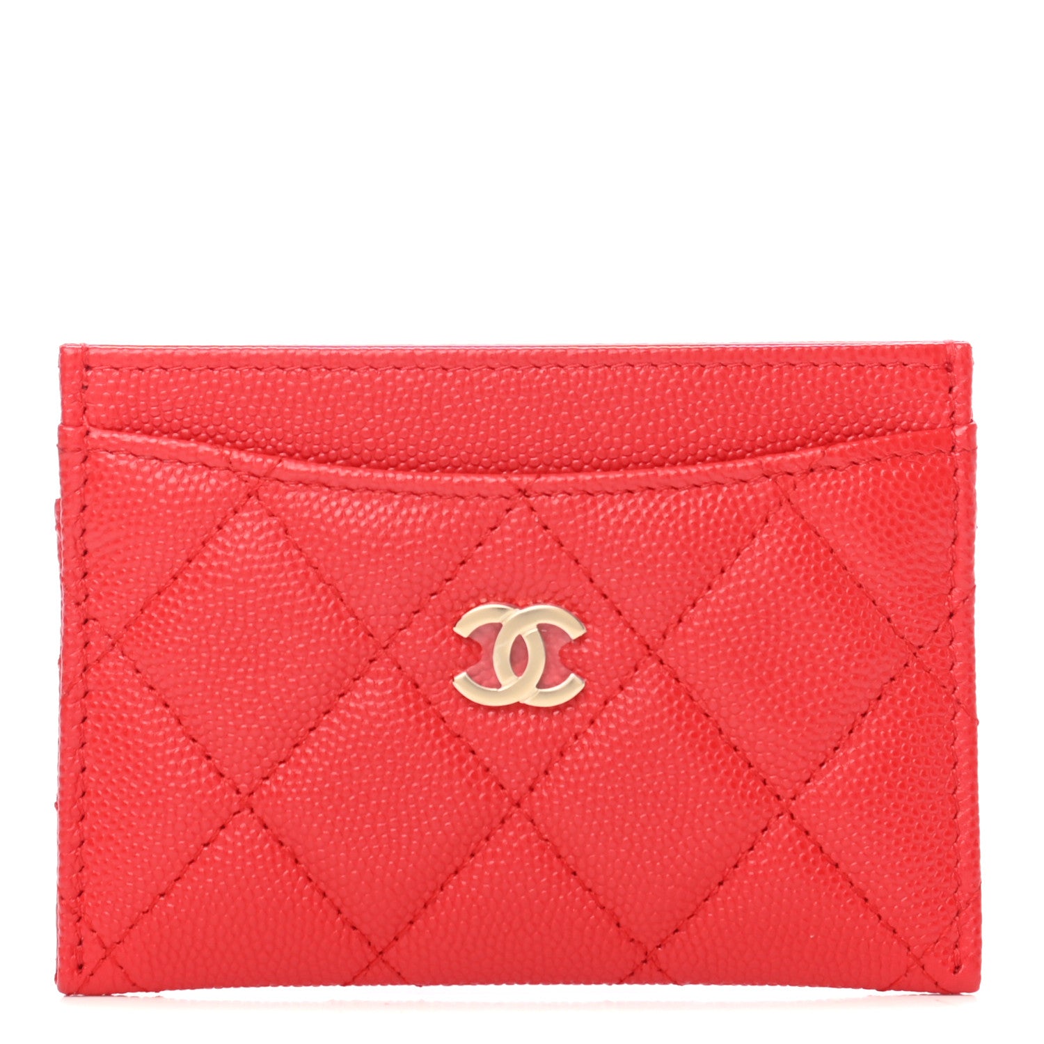 Chanel Caviar Quilted Card Holder Red 1 of 9