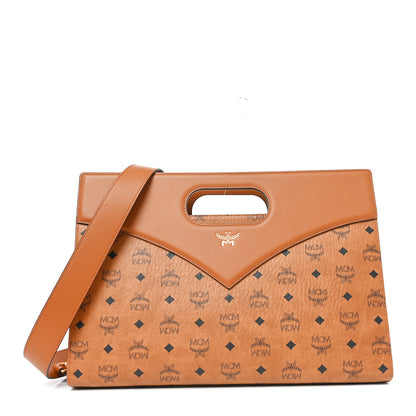 MCM Visetos Calfskin Medium Diamond Tote Cognac 1 of 9