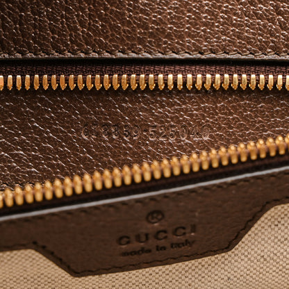 Gucci Monogram Jumbo GG Textured Dollar Calfskin Web Tote Bag Camel Ebony New Acero 7 of 15