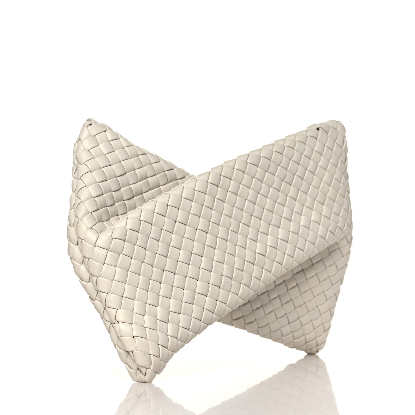 Nappa Intrecciato Crisscross Clutch Chalk