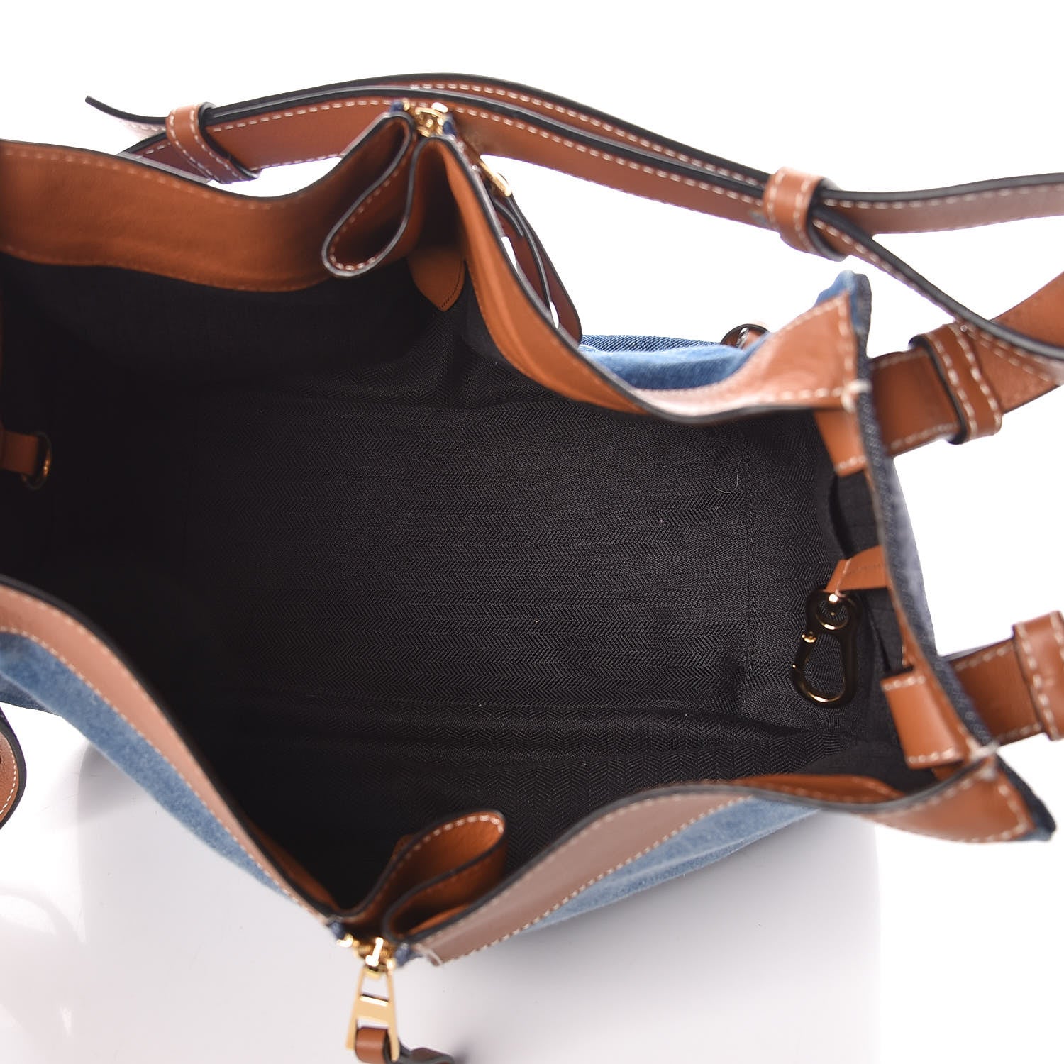 Loewe Calfskin Denim Small Hammock Shoulder Bag Blue Tan 7 of 9