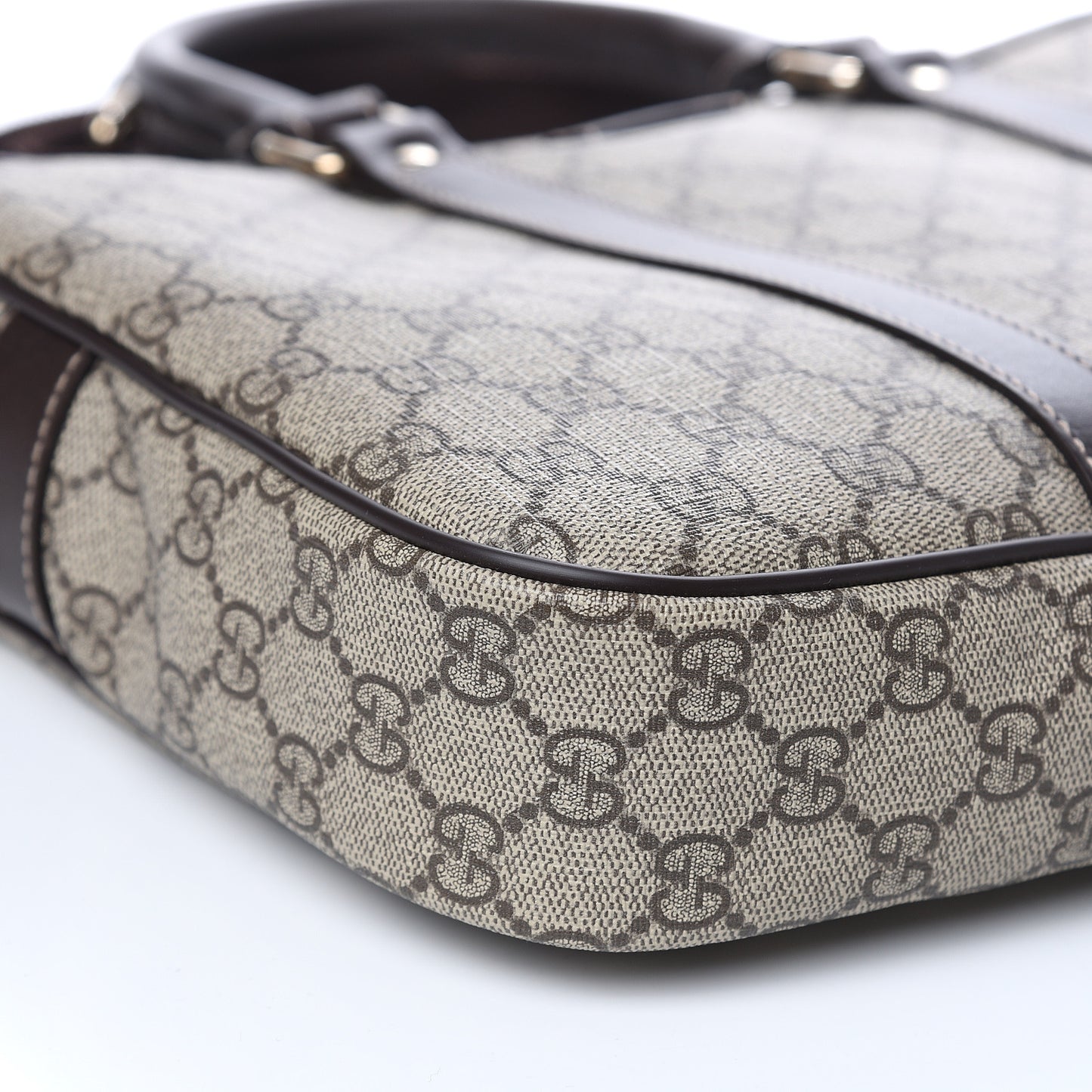 GG Supreme Monogram Briefcase Dark Brown