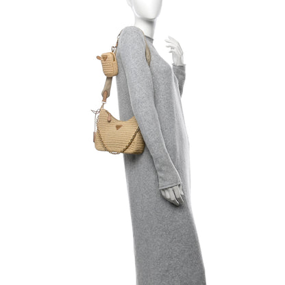 Prada Yarn Raffia Effect Crochet Re-Edition 2005 Shoulder Bag Naturale 2 of 12