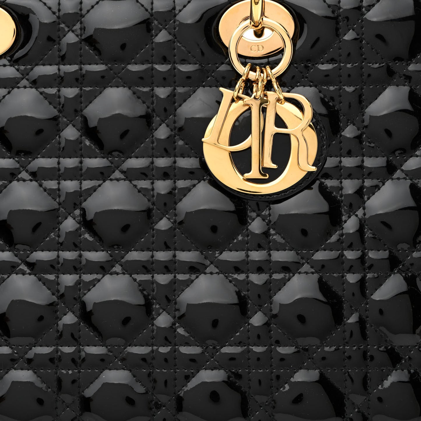 Patent Cannage Large Lady Dior Black