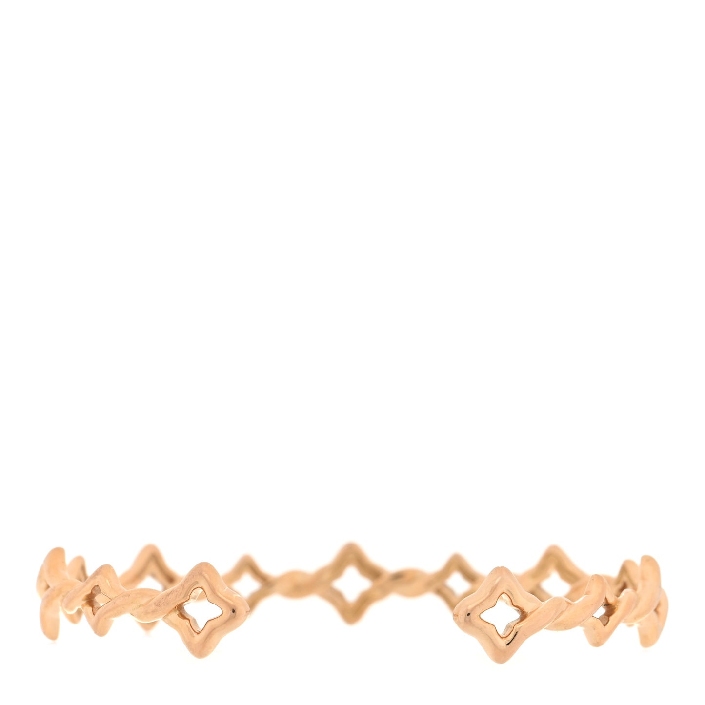 18K Rose Gold Diamond Venetian Quatrefoil Single Row Cuff Bracelet
