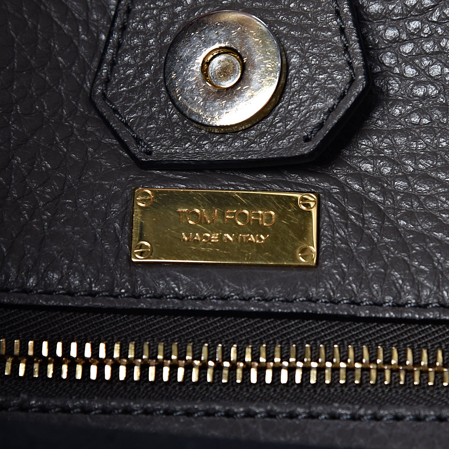 Grained Calfskin Alix Padlock Zip Tote Graphite