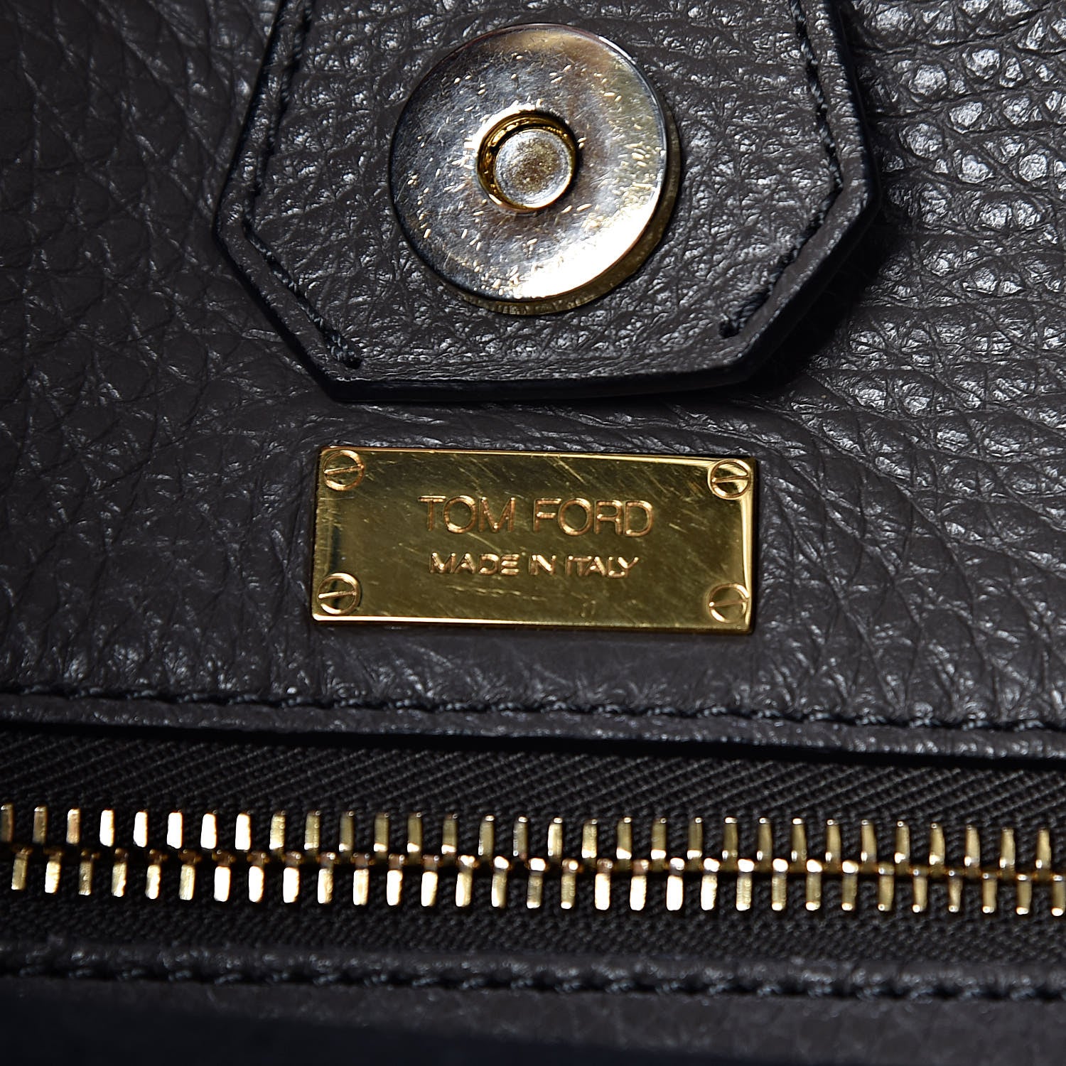 Tom Ford Grained Calfskin Alix Padlock Zip Tote Graphite 7 of 12