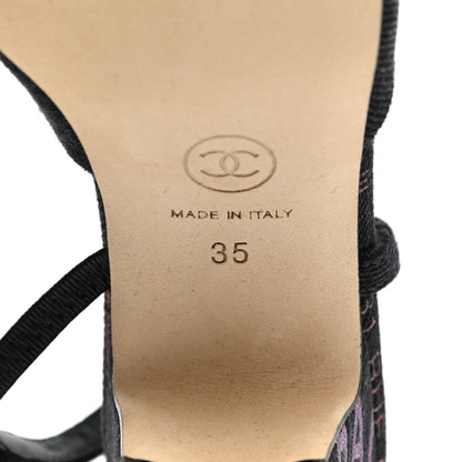 Chanel Denim Cap Toe Denim Mood Slingback Pumps 35 Black Multicolor 6 of 9