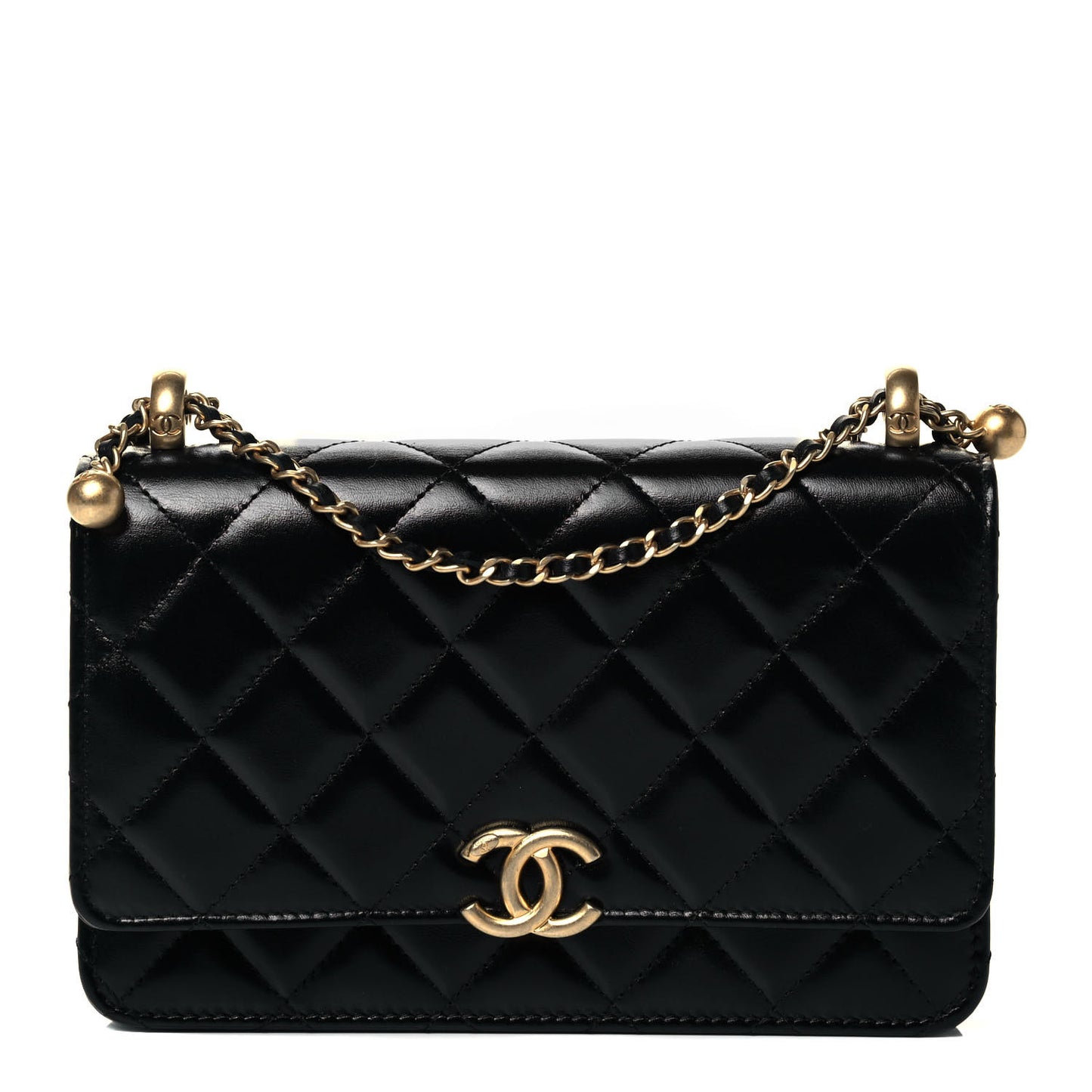 Calfskin Quilted Perfect Fit Wallet On Chain WOC Black