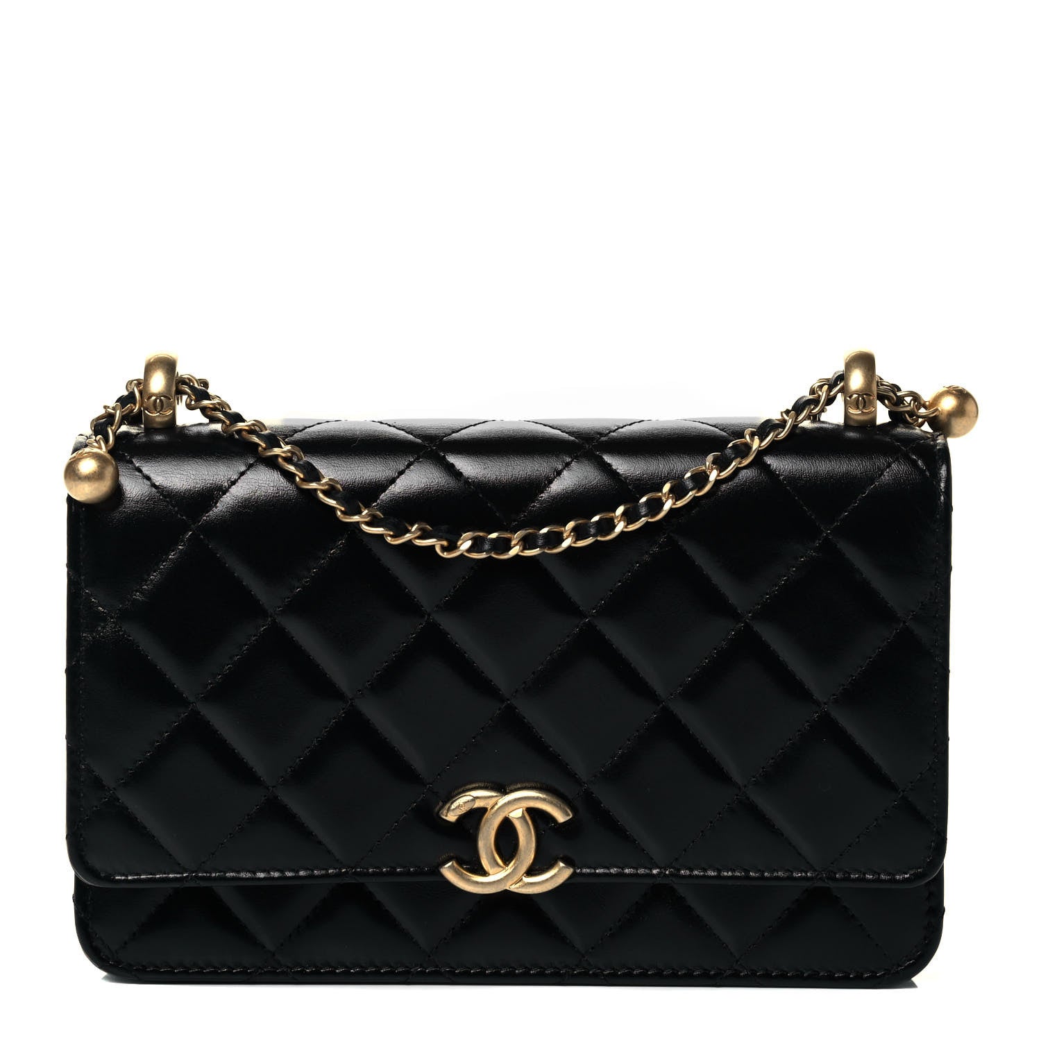 Chanel Calfskin Quilted Perfect Fit Wallet On Chain WOC Black 1 of 10