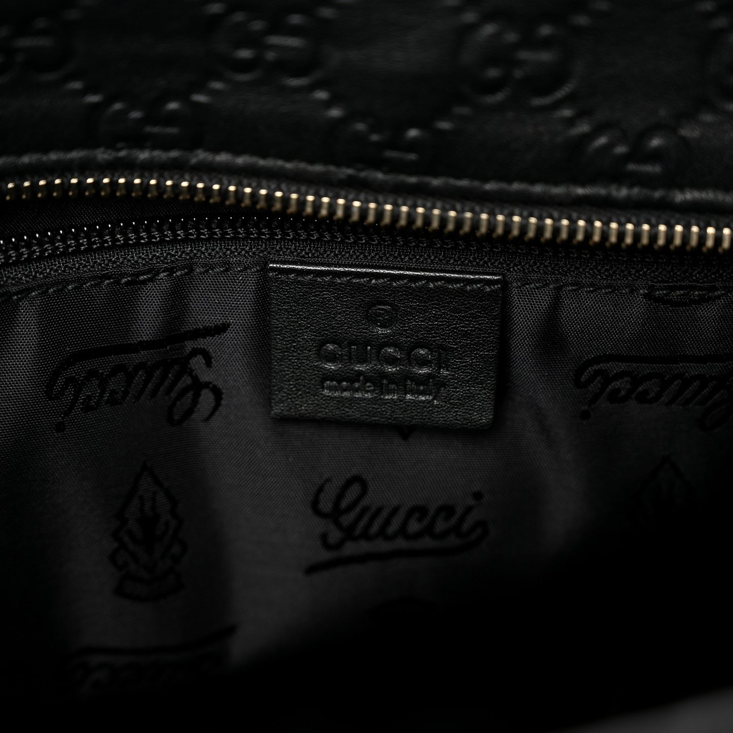 Guccissima Medium Zippered Shopping Tote Black
