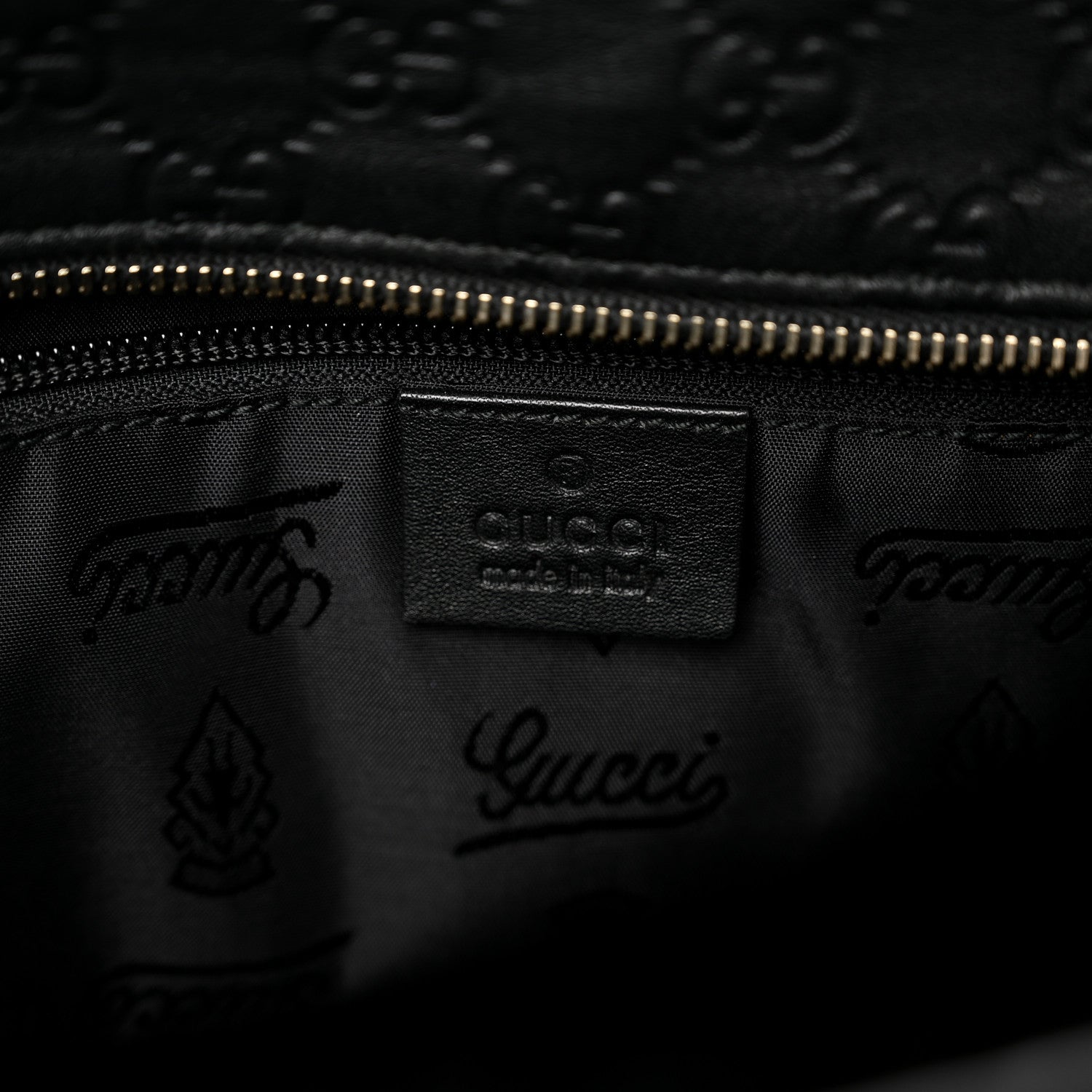 Gucci Guccissima Medium Zippered Shopping Tote Black 6 of 10