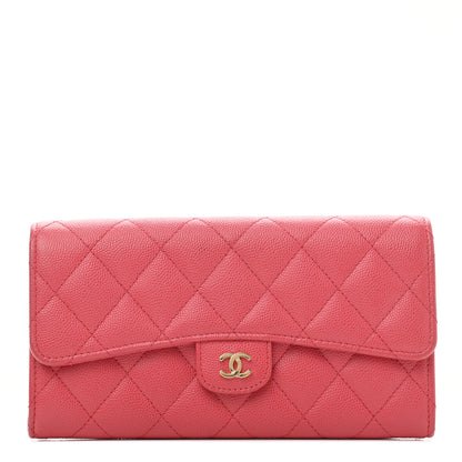 Chanel Caviar Quilted Large Gusset Flap Wallet Pink 1 of 9