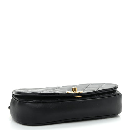 Chanel Calfskin Quilted Coco Mail Clutch With Chain Black 4 of 12