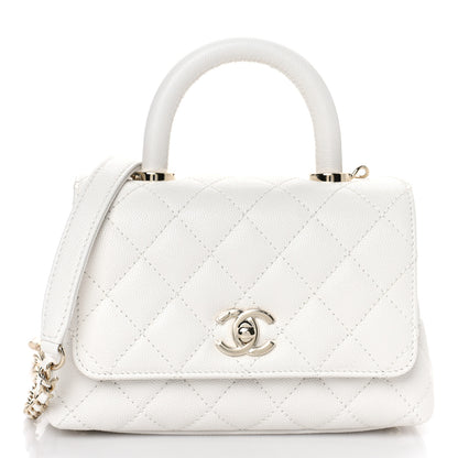 Chanel Caviar Quilted Extra Mini Coco Handle Flap White 1 of 11