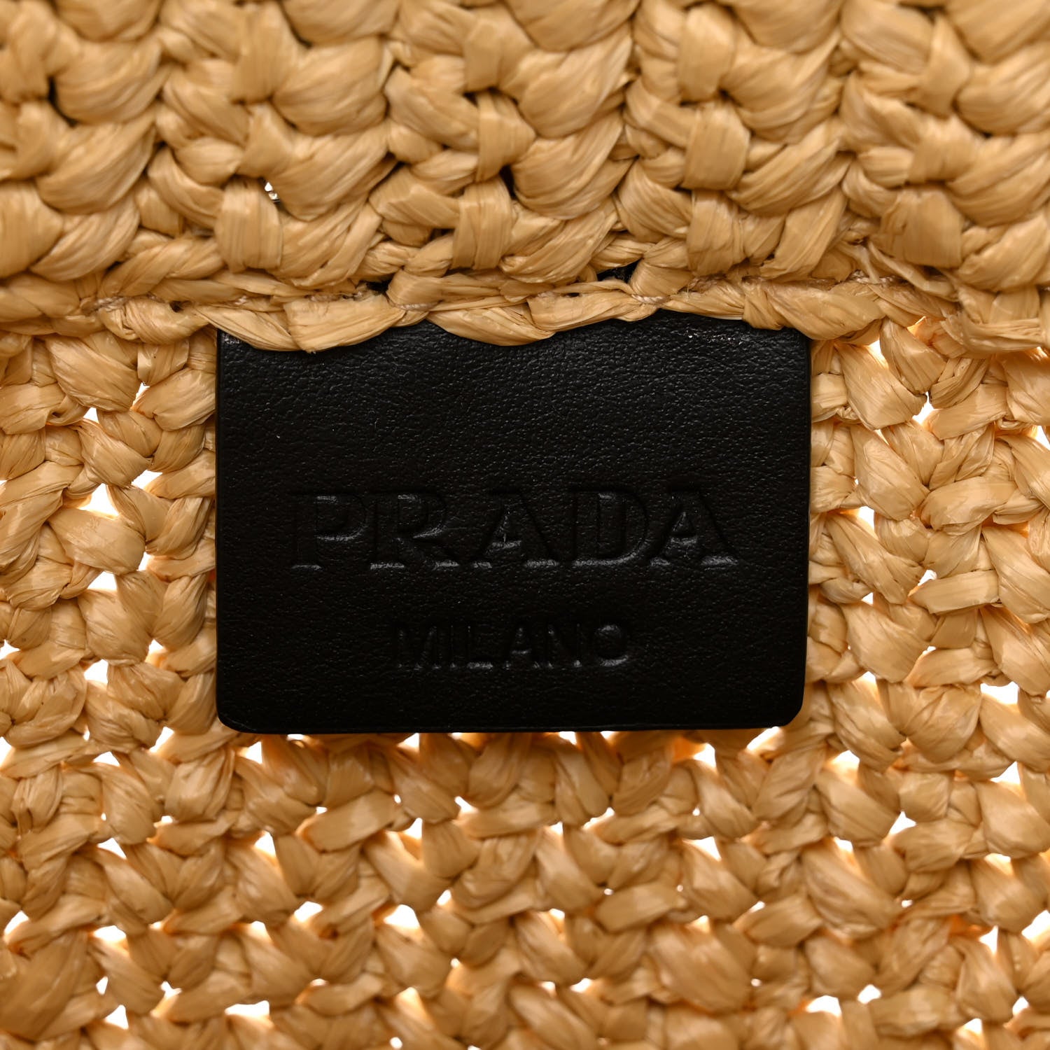 Prada Yarn Raffia Effect Crochet Embroidered Small Logo Tote Naturale 6 of 9