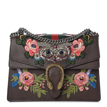 Gucci Calfskin Web Owl Embroidered Medium Dionysus Shoulder Bag New Acero Multicolor 1 of 12