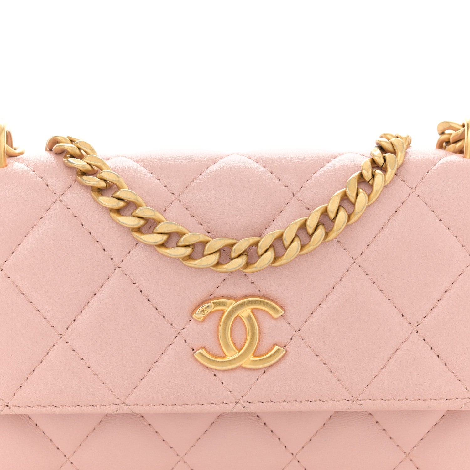 Chanel Lambskin Quilted Sweet Camellia Flap Phone Holder With Chain Pink 9 of 11