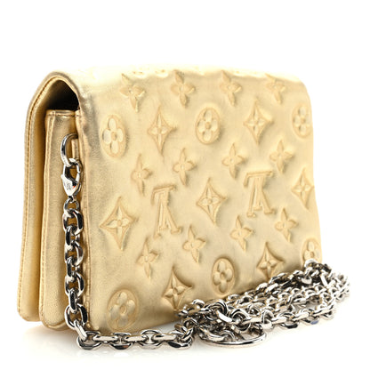 Louis Vuitton Metallic Lambskin Embossed Monogram Pochette Coussin Gold 2 of 10