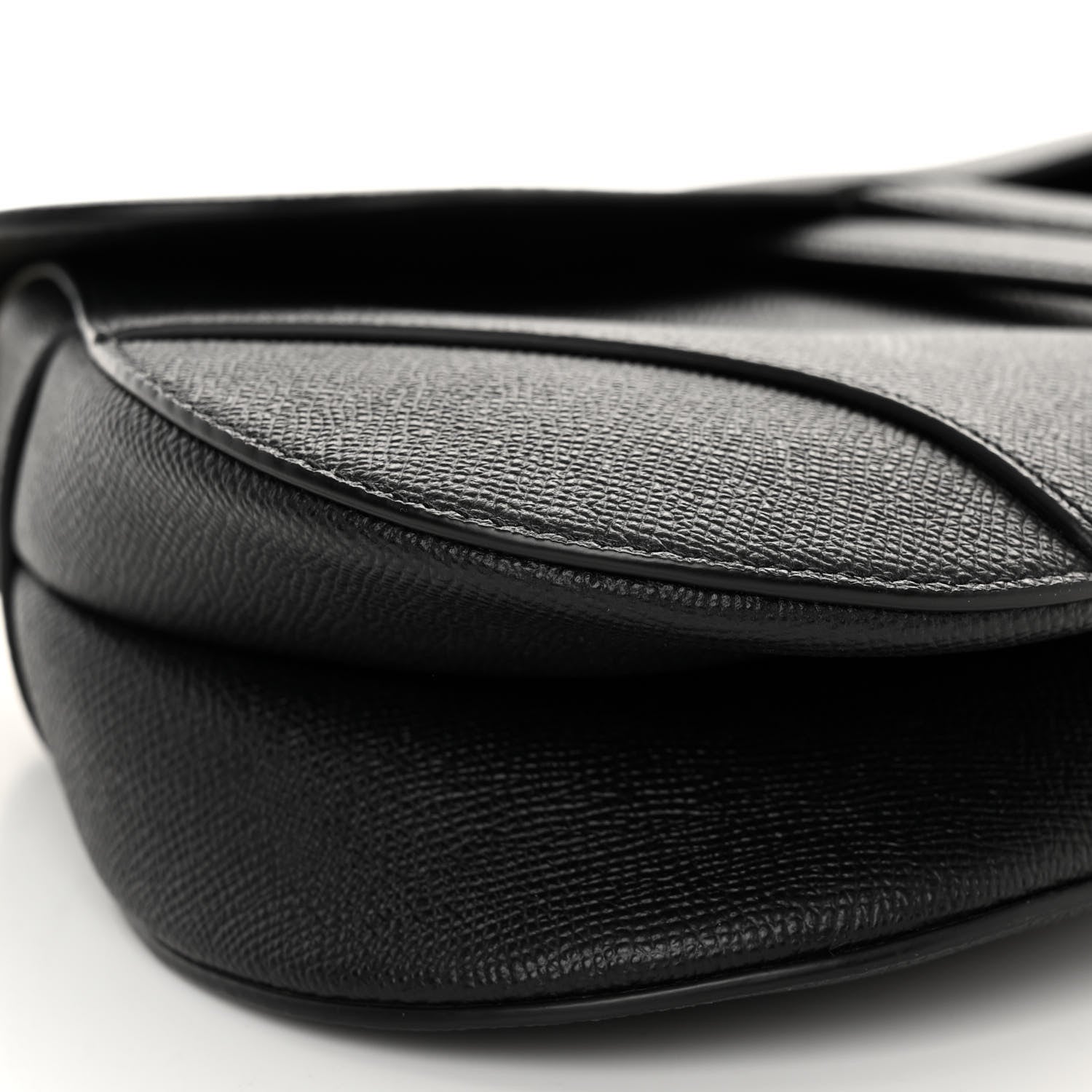 Christian Dior CHRISTIAN DIOR Grained Calfskin Saddle Bag Black 8 of 11