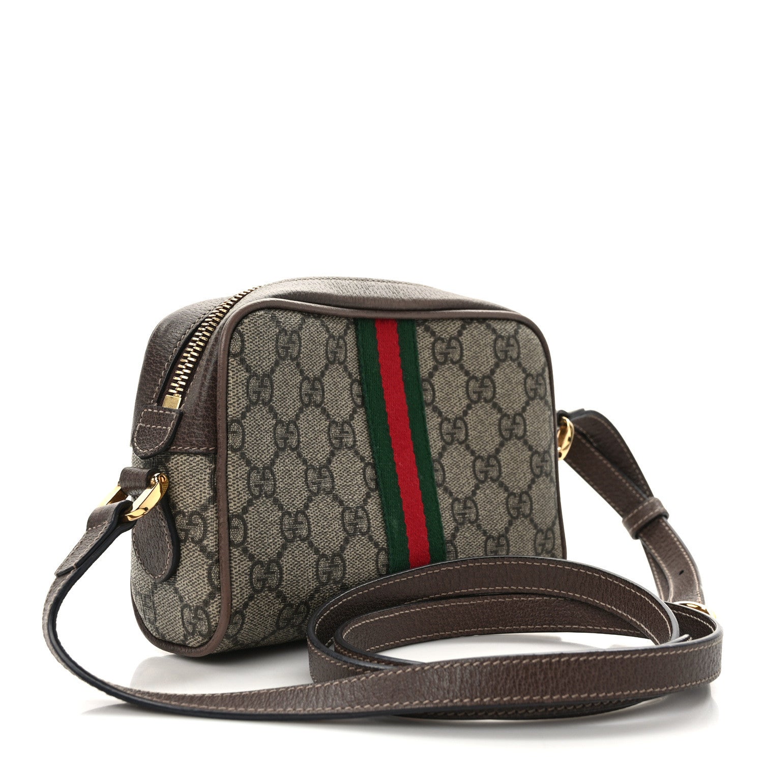 Gucci GG Supreme Monogram Web Mini Ophidia Shoulder Bag Brown 3 of 13