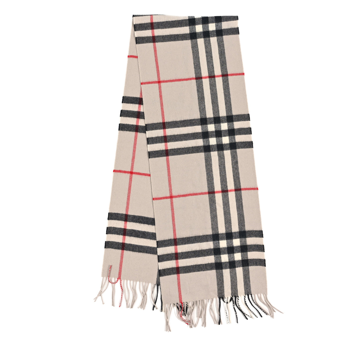 Burberry Cashmere Check Fringe Scarf Stone 2 of 3