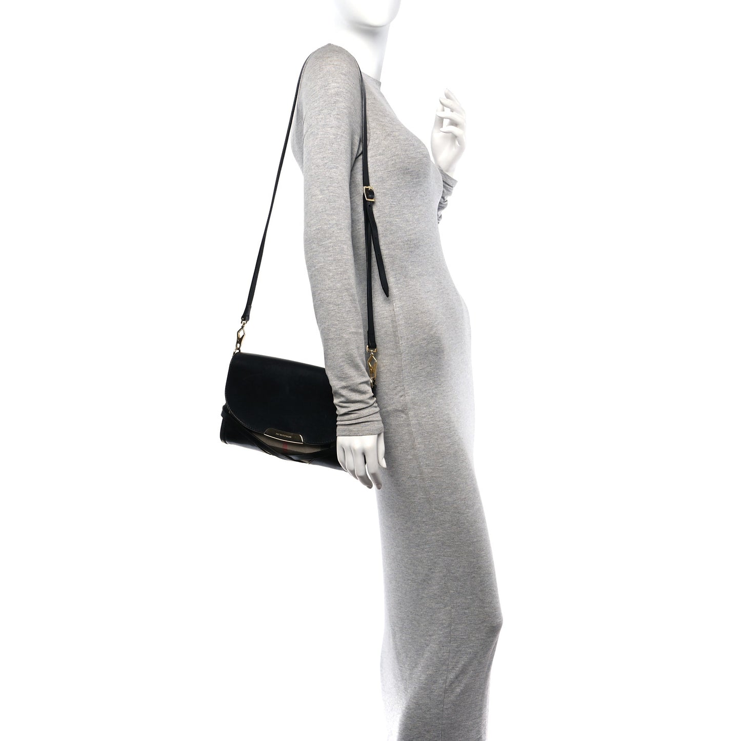 House Check Bridle Calfskin Small Abbott Crossbody Bag Black