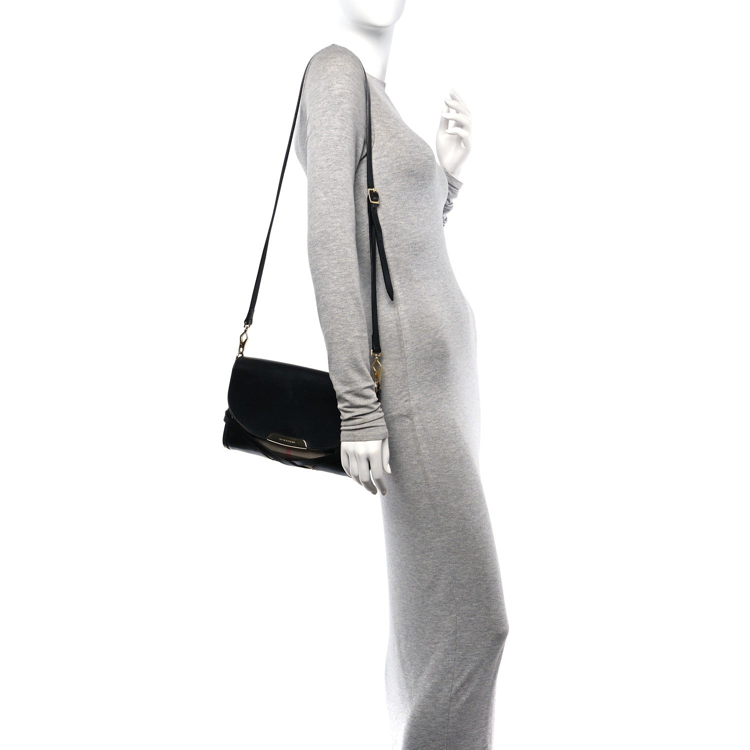 Burberry House Check Bridle Calfskin Small Abbott Crossbody Bag Black 2 of 10