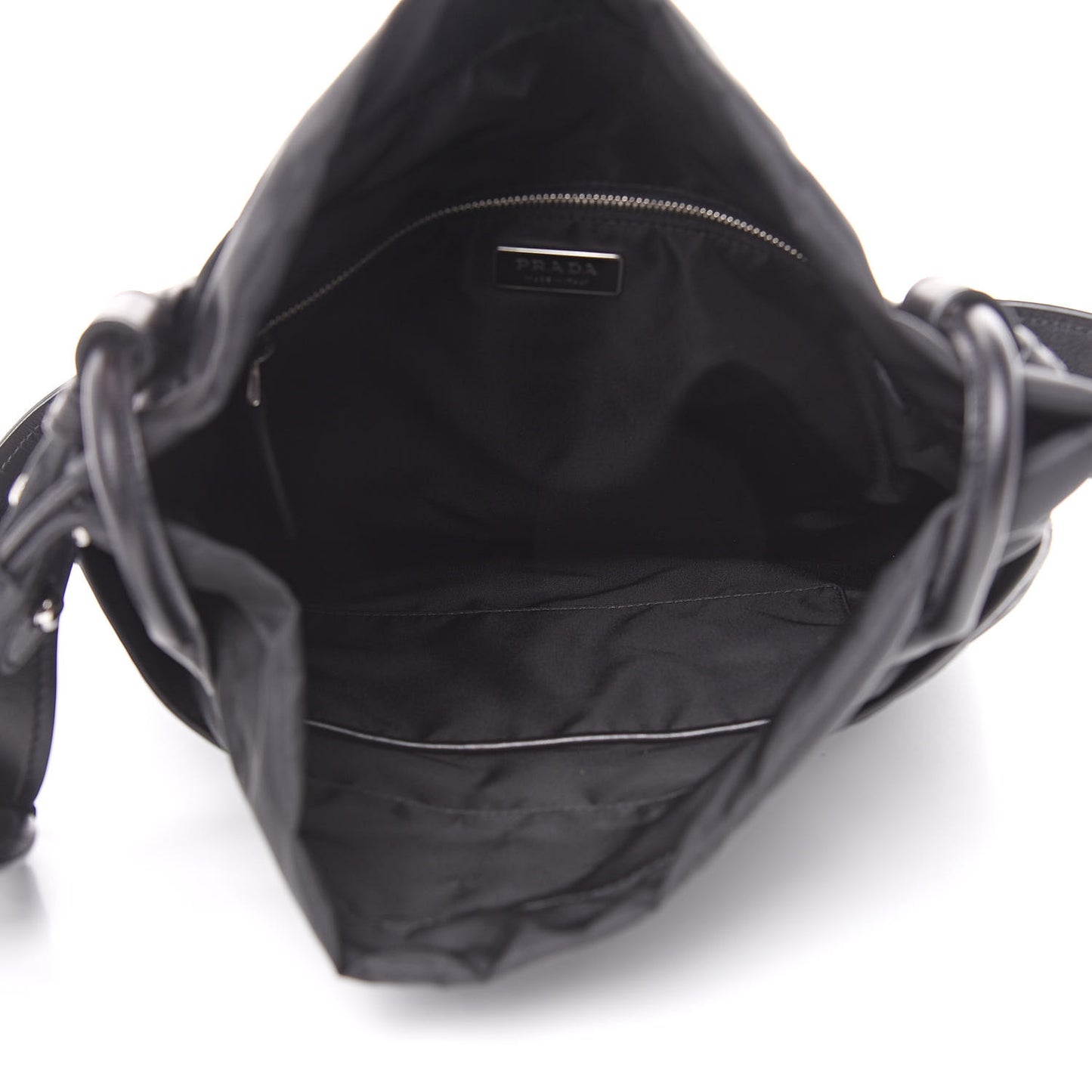 Tessuto Nylon Ricamo Small Drawstring Bag Black