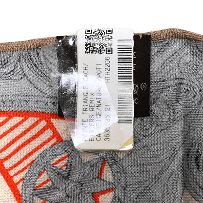 Hermes Silk Etriers Remix Application Coeur Triangle Scarf Beige Naturel 3 of 5