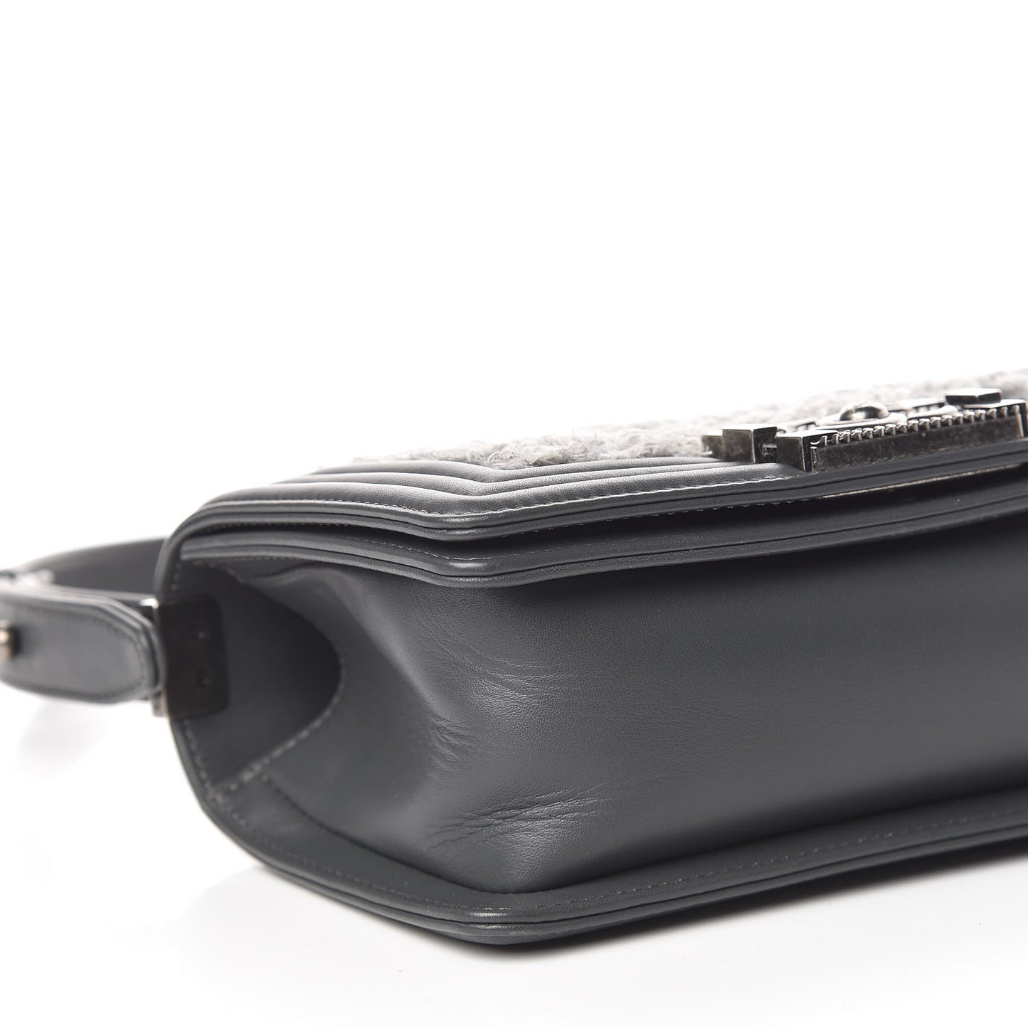 Tweed Calfskin Small Boy Flap Grey