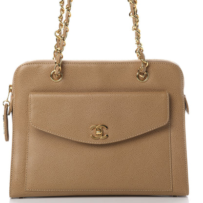 Chanel Caviar Flap Shoulder Bag Beige 8 of 11